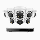 H800X - 4K 16 Channel 8 Cameras PoE Security System, 1/1.8'' BSI Sensor, f/1.6 Aperture (0.003 Lux), Siren & Strobe Alarm,Two-Way Audio, Human & Vehicle Detection, Perimeter Protection, Works with Alexa, All-Metal Housing
